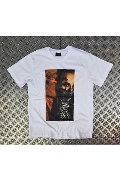 fame-stoned Unisex Λευκό T-Shirt Μπλουζάκι με στάμπα