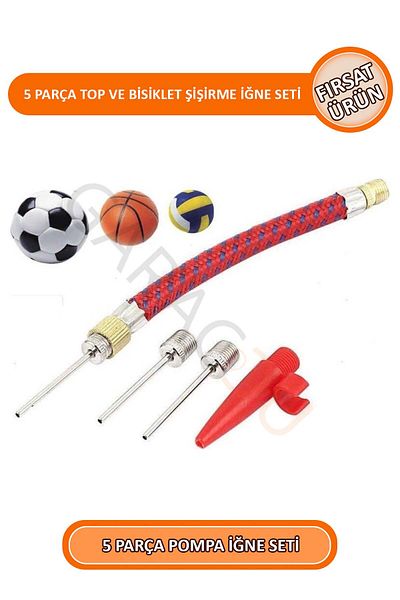 garaccu 5 Pieces Bike Tire Inflator - Pump Hose - Ball Inflator Needle Set