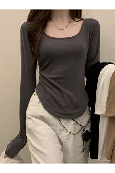 DarkellaStore Harajuku Y2K Osnovni Bluza sa dugim rukavima u dimljenom stilu