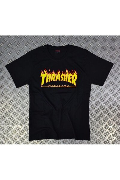 fame-stoned Thrasher з принтом, унісекс, 100% бавовна, чорна футболка