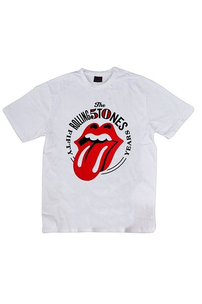 fame-stoned The Rolling Stones Printed Unisex 100% βαμβακερό λευκό μπλουζάκι