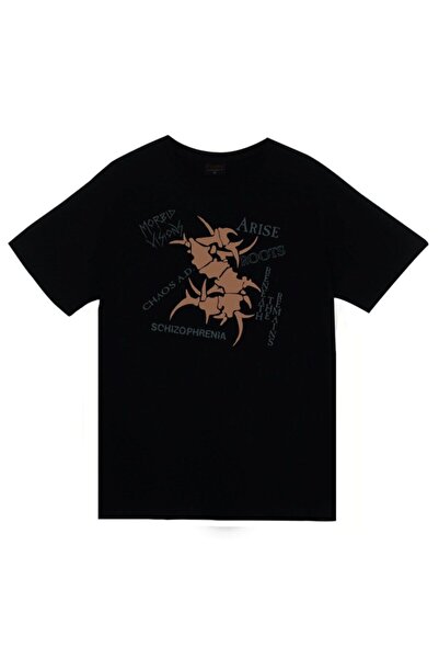 fame-stoned Unisex crna Sepultura Štampano T-shirt