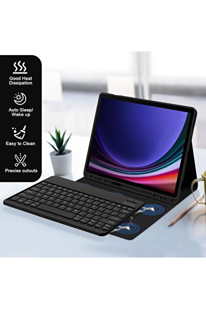 MMP SHOP Samsung Galaxy Tab S9 Fe Plus / S10 Plus / S9 Plus Compatible Sleep Mode Pen Compartment Keyboard Case