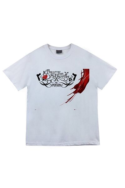 fame-stoned Bullet For My Valentine Printed Unisex 100% βαμβακερό λευκό μπλουζάκι