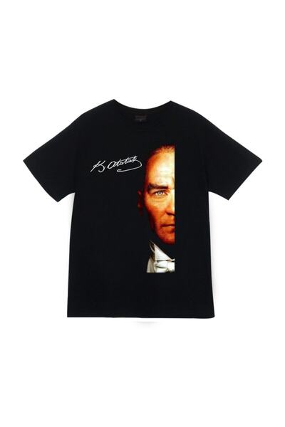 fame-stoned Gazi Mustafa Kemal Ataturk Štampano Unisex 100% pamuk Crna T-shirt