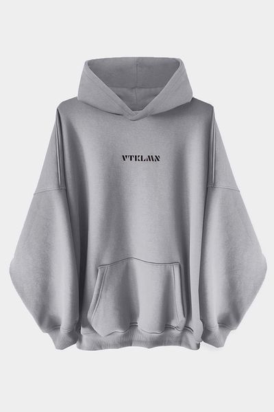 Vatkalimon Gray Thick Fleece Inside Oversize Hooded Hoodie Sweatshirt