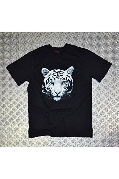 fame-stoned Lion Tiger Štampano Unisex 100% pamuk Crna T-shirt