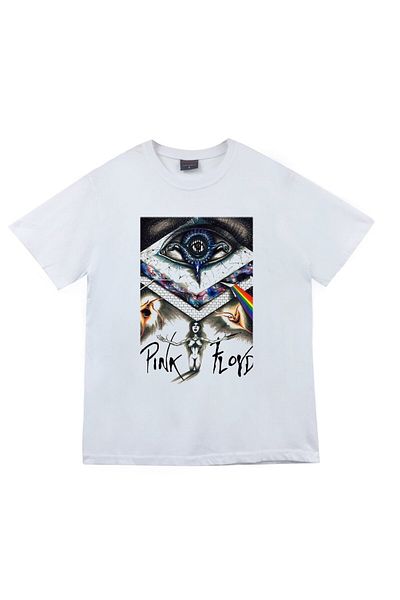 fame-stoned Μπλουζάκι με στάμπα Pink Floyd Unisex 100% βαμβακερό λευκό