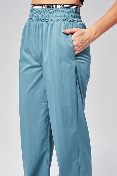 Suzi butik Pantaloni largi de damă Petrolo Blue Beli cu talie elastică 50758