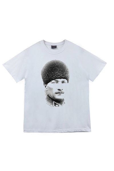 fame-stoned Μπλουζάκι Gazi Mustafa Kemal Atatürk με στάμπα Unisex 100% βαμβακερό λευκό