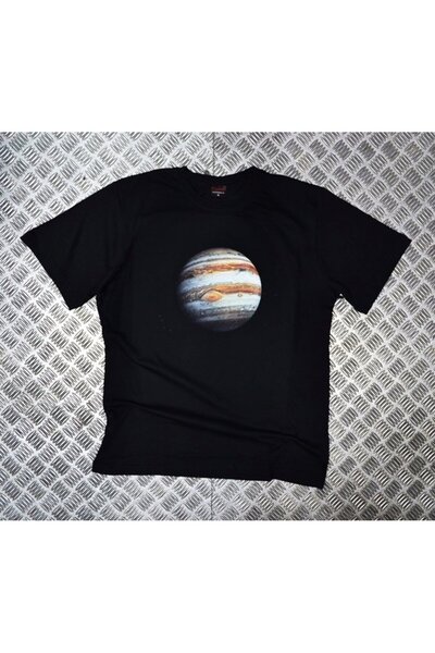 fame-stoned Μπλουζάκι Saturn Printed Unisex 100% Cotton Μαύρο