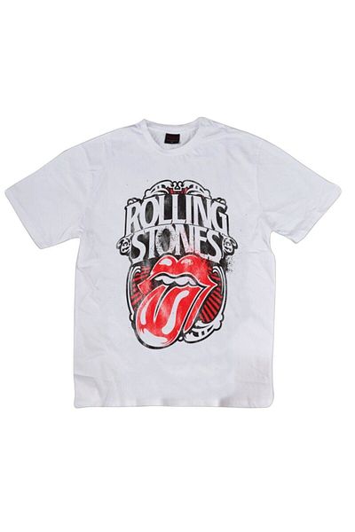 fame-stoned The Rolling Stones Printed Unisex 100% βαμβακερό λευκό μπλουζάκι