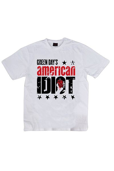 fame-stoned Tricou alb unisex 100% bumbac cu imprimeu Green Day