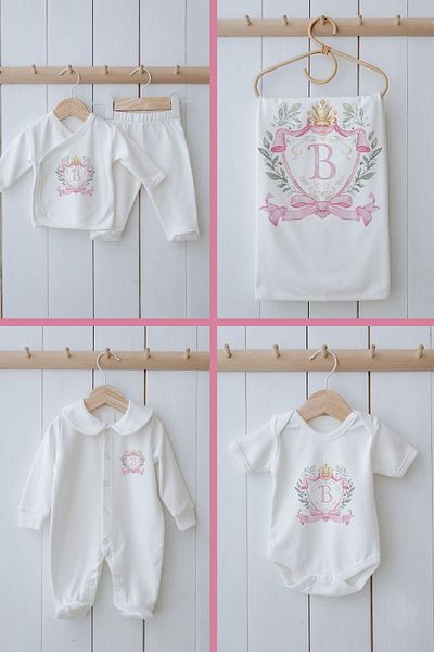 Tuğba Kuğu Pink Royal Series - Organic 11-Piece Hospital Exit - Letter B