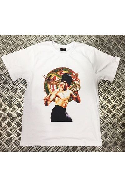 fame-stoned Μπλουζάκι Bruce Lee Printed Unisex 100% Cotton Λευκό T-shirt