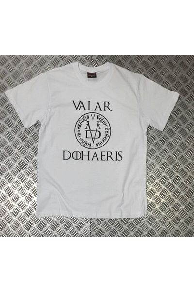 fame-stoned Λευκό μπλουζάκι με στάμπα Game Of Thrones Unisex 100% βαμβάκι