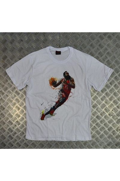 fame-stoned Μπλουζάκι με στάμπα James Harden Unisex 100% βαμβακερό λευκό