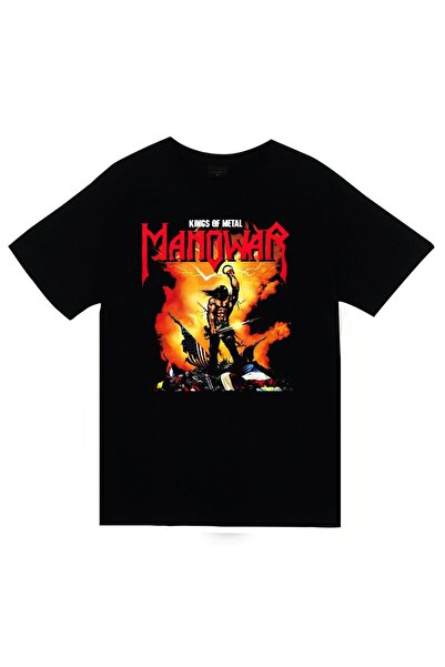 fame-stoned Tricou negru unisex 100% bumbac cu imprimeu Manowar