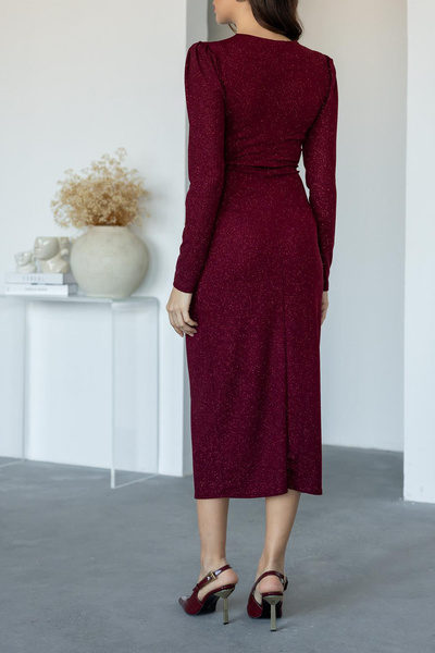 Neşeli Butik γυναικείο βραδινό φόρεμα με λεπτομέρειες ασημί NBMY3633