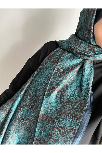 Merwiss Imported Voile Brown-Blue Shawl