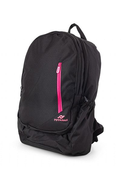 Pippa Bloom Black/Pink Three-Eye School & Casual Backpack