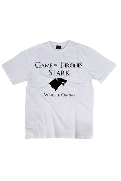 fame-stoned Λευκό μπλουζάκι με στάμπα Game Of Thrones Unisex 100% βαμβάκι
