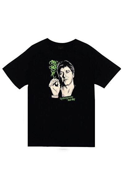 fame-stoned Toni Montana Štampano uniseks 100% crna Pamuk T-shirt