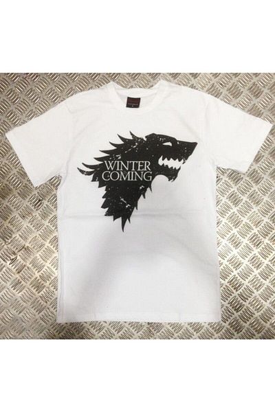 fame-stoned Λευκό μπλουζάκι με στάμπα Game Of Thrones Unisex 100% βαμβάκι