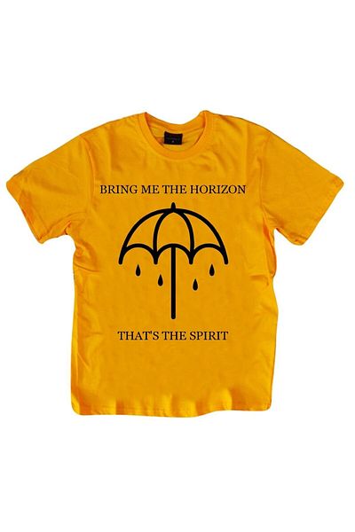 fame-stoned Унисекс тениска с щампа Bring Me The Horizon, 100% памучна, жълта