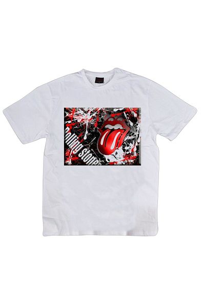 fame-stoned The Rolling Stones Printed Unisex 100% βαμβακερό λευκό μπλουζάκι