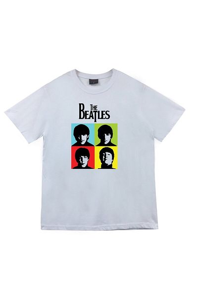 fame-stoned The Beatles Printed Unisex 100% βαμβακερό λευκό μπλουζάκι