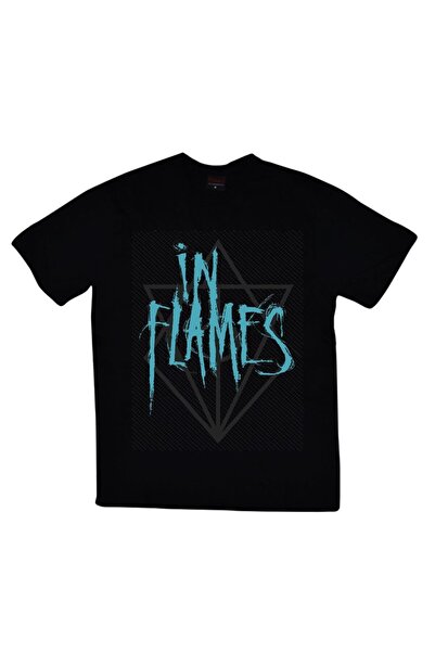 fame-stoned Μπλουζάκι In Flames Printed Unisex 100% Cotton Μαύρο T-shirt