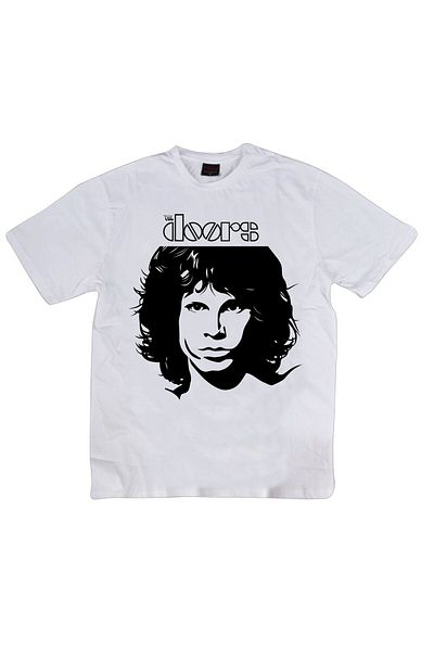 fame-stoned The Doors Printed Unisex 100% βαμβακερό λευκό μπλουζάκι