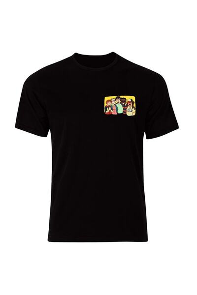 fame-stoned Stranger Things Štampano Unisex 100% pamuk Crna T-shirt