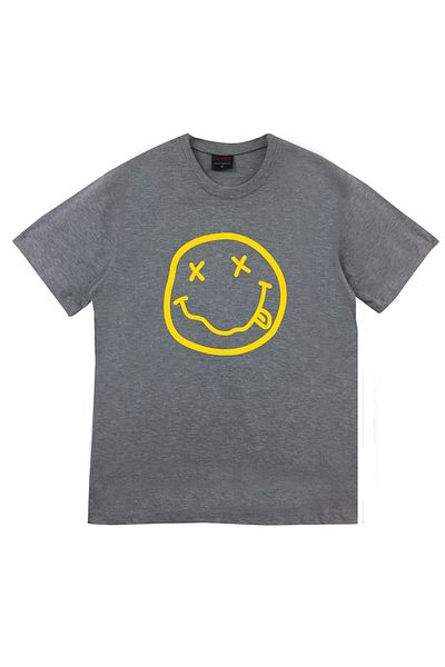fame-stoned Μπλουζάκι Nirvana Music Band με στάμπα Unisex 100% βαμβακερό γκρι μπλουζάκι