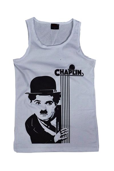 fame-stoned Μπλουζάκι με στάμπα Charlie Chaplin με μηδέν μανίκι