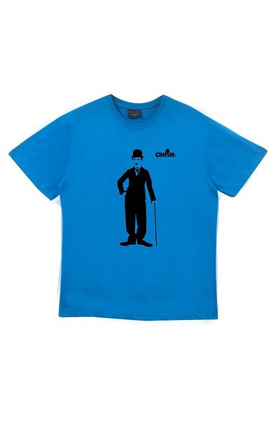 fame-stoned Μπλουζάκι Unisex Blue Charlie Chaplin Printed