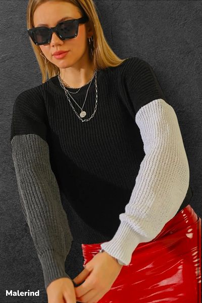 BİRBEYSTORE Tricotaj cu mâneci colorate Pulover de damă