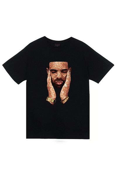 fame-stoned Tricou negru unisex 100% bumbac cu imprimeu Drake
