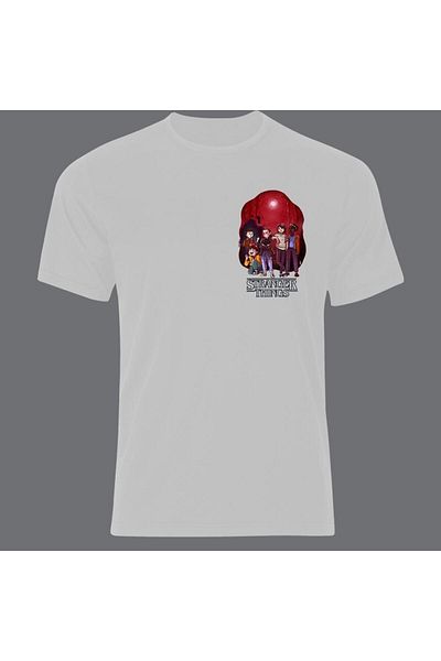 fame-stoned Stranger Things Printed Unisex 100% βαμβακερό λευκό μπλουζάκι