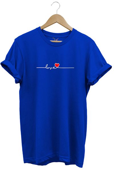 WİDİ Δώρο για την Ημέρα του Αγίου Βαλεντίνου Love Text Printed Heart 100% βαμβακερό μπλουζάκι με κανονική εφαρμογή Crew Neck