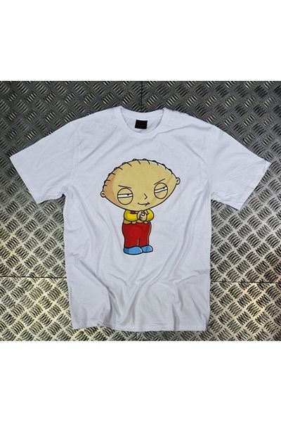 fame-stoned Λευκό μπλουζάκι Family Guy με στάμπα Unisex 100% βαμβάκι