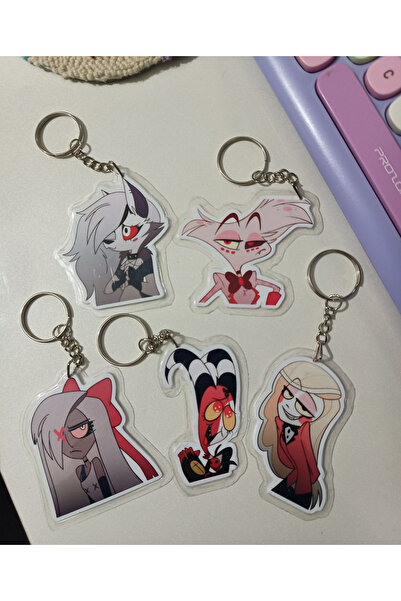 nihonwosekai Hazbin Hotel Anime Anahtarlık Seti Pvc Laminasyon Kaplama