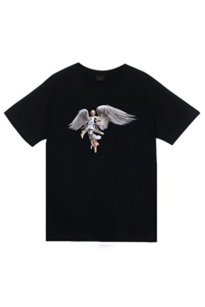 fame-stoned Unisex crni anđeo Štampano T-shirt