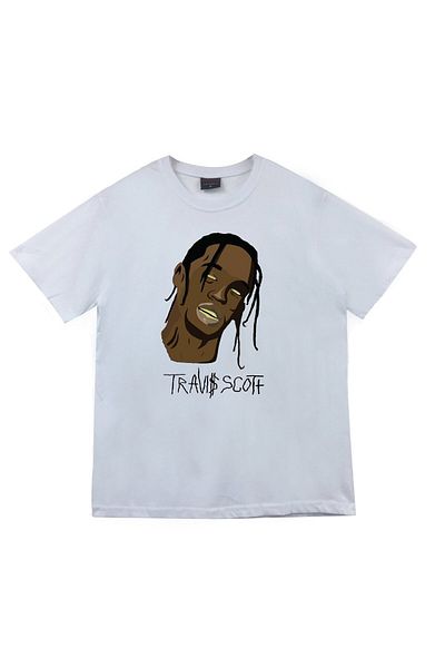 fame-stoned Λευκό μπλουζάκι Astraworld Travis Scott με στάμπα