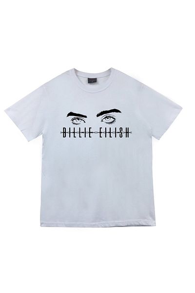 fame-stoned Unisex Λευκό Μπλουζάκι Billie Eilish με στάμπα λευκό 100% βαμβάκι