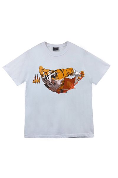 fame-stoned Μπλουζάκι με στάμπα Tiger Unisex 100% βαμβακερό λευκό
