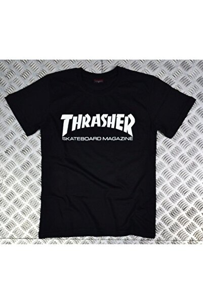 fame-stoned Thrasher з принтом, унісекс, 100% бавовна, чорна футболка