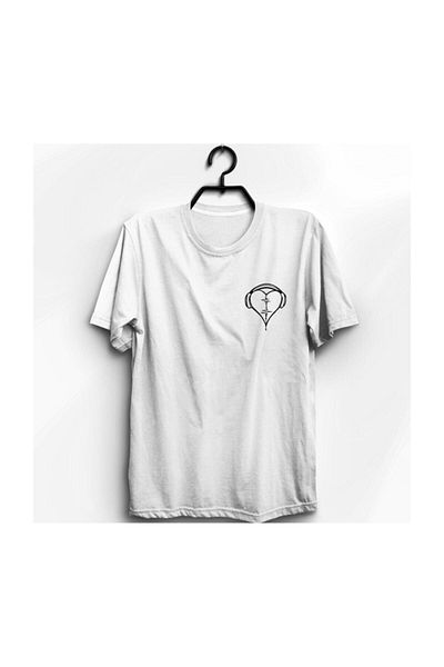 fame-stoned Μπλουζάκι με στάμπα Unisex Λευκό Ακουστικό Heart Rhythm Music