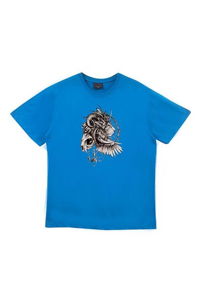 fame-stoned Μπλουζάκι Unisex ιθαγενών Αμερικανών 100% βαμβακερό μπλε